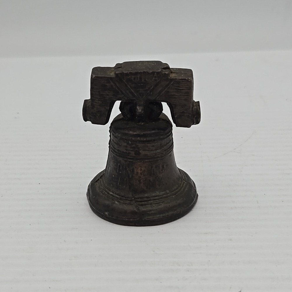Vintage Liberty Bell Miniature Metal Replica 2.5 Inch Copper Brass Souvenir